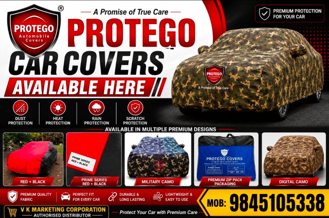 Protego premium automobile car covers promotional banner